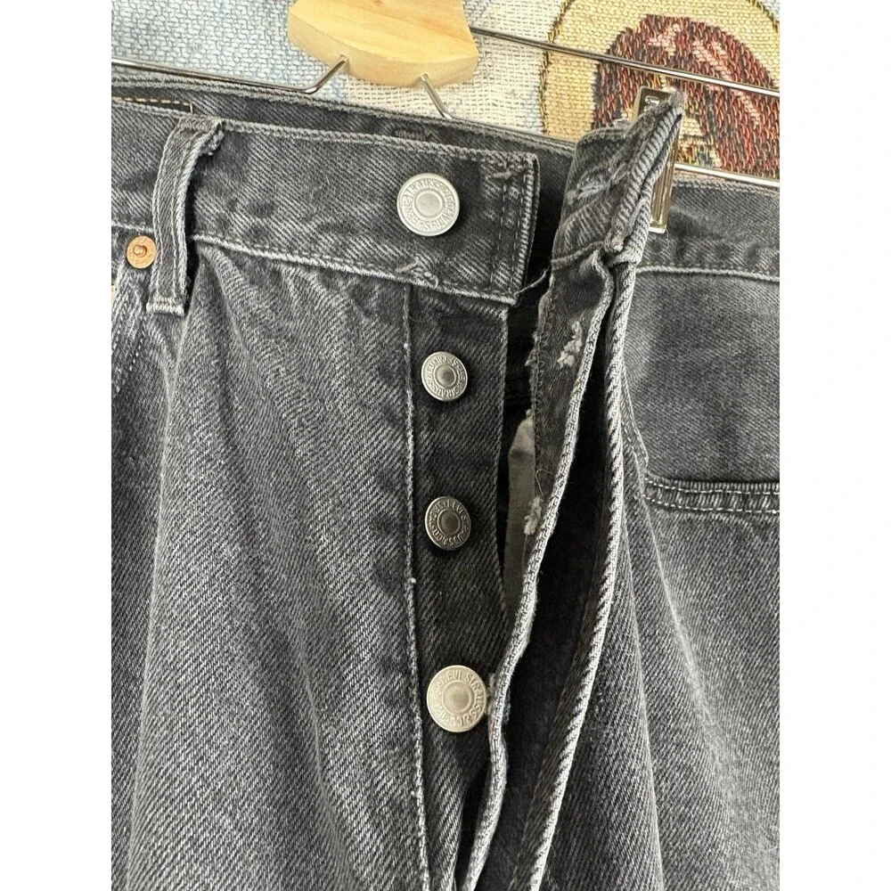 Vintage Levi's 501 Jeans Mens 30x36 (FITS 28x34) Black Button Fly USA Made 90s